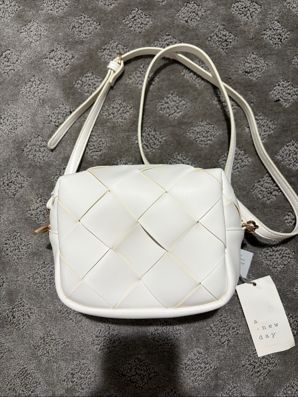 a new day White Woven Crossbody Shoulder Bag